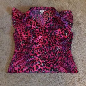 Pink/purple Cheetah Blouse sz XL